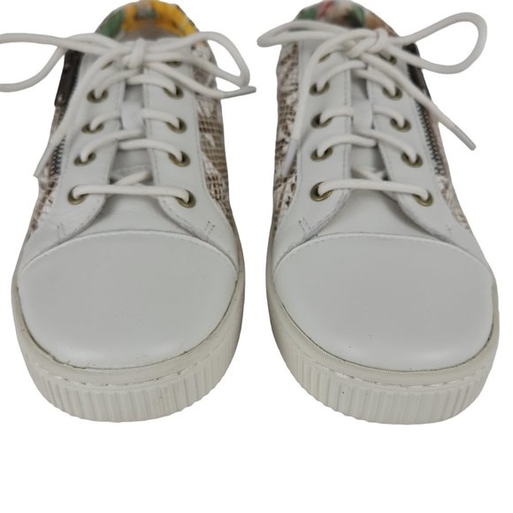 BORN Women's Tamara Sneakers 7M White Leather Lace Up Side Zipper Embossed - Picture 8 of 12